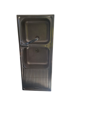 Evier inox double cuve + mitigeur 1160x500x180mm