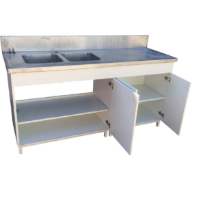 Meuble évier mélaminé + inox largeur 1700mm