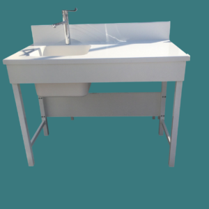 Plan vasque résine + mitigeur sur structure acier